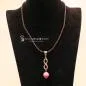 Preview: Unendlichkeits-Kettenanhänger mit rosa Korkperle & Strass - kettenanhaenger modeschmuck versilbert unendlichkeit perle rosa