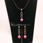 Preview: Unendlichkeits-Schmuckset: Kettenanhänger & Ohrringe in Rosa - kettenanhaenger ohringe set passend unendlichkeit strass perle handmade versilbert modeschmuck rosa