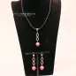 Preview: Unendlichkeits-Schmuckset: Kettenanhänger & Ohrringe in Rosa - kettenanhaenger ohringe set passend unendlichkeit strass perle handmade versilbert modeschmuck rosa