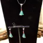 Preview: Schmuck-set Ohrringe mit Kettenanhänger Baum - kettenanhaenger ohringe set passend weihnachten handmade versilbert modeschmuck baum
