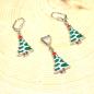 Preview: Schmuck Set Halskette Segelseil Ohrringe Weihnachtsbaum versilbert mit Klappbrisur, Modeschmuck handmade chic-peppig-bunt