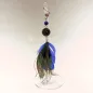 Preview: Kettenanhänger Pfauenfelder blau Strassperle schwarz - kettenanhaenger strass perle schwarz pfauenfeder blau glitzer