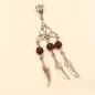 Preview: Kettenanhänger Traumfänger Feder Metall versilbert Strass Perle - kettenanhaenger traumfaenger metall versilbert strass perlen bordeaux fluegel