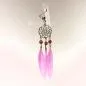 Preview: Kettenanhänger Traumfänger rund Feder Metall versilbert Strass Perle - kettenanhaenger traumfaenger metall versilbert strass perlen federn rosa
