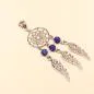 Preview: Kettenanhänger Traumfänger rund Feder Metall versilbert Strass Perle blau - kettenanhaenger traumfaenger metall versilbert strass perlen fluegel blau