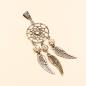Preview: Kettenanhänger Traumfänger rund Feder Metall versilbert Strass Perle weiss