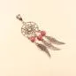 Preview: Kettenanhänger Traumfänger rund Feder Metall versilbert Strass Perle rosa - kettenanhaenger traumfaenger metall versilbert strass perlen fluegel rosa