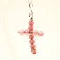 Preview: Kreuz Kettenanhänger Rosa – Perlmutt Polaris Unikat - kettenanhänger gross kreuz perlen handmade metall versilbert polaris rosa glänzend