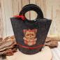 Preview: Kindertasche Filz handgenäht schwarz kleiner Hund
