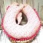 Preview: Nackenkissen Blumen rosa-rot-weiss Monster Gesicht - kissen nackenkissen monster rot blumen