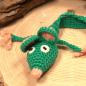 Preview: Lesezeichen Leseratte Herbie gehäkelt dunkelgrün