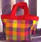 Preview: Kindertasche rot mit buntem Stoffkaro - lunchbag karo kinder rot