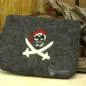 Preview: Mäppchen filz dunkelgrau Totenkopf Motiv
