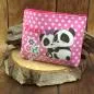 Preview: pink farbiges Mäppchen mit Panda Bär Motiv