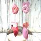 Preview: Eulen Mobile rosa rot aus Stoff Preview: Eulen Mobile rosa rot aus Stoff