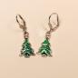 Preview: Ohrringe Weihnachten Weihnachtsbaum grün emailliert mini versilbert mit Klappbrisur, Modeschmuck handmade chic-peppig-bunt