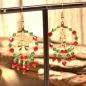 Preview: Ohrringe Weihnachten Kranz mit Perlen und Schleife - ohrringe modeschmuck vergoldet weihnachten kranz perlen schleife