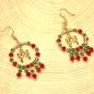 Preview: Ohrringe Weihnachten Kranz mit Perlen und Schleife - ohrringe modeschmuck vergoldet weihnachten kranz perlen schleife