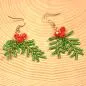Preview: Ohrringe Hänger Weihnachten Zweig aus Perlen grün mit rot - ohrringe modeschmuck vergoldet weihnachten zweige