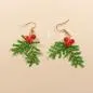 Preview: Ohrringe Weihnachten Mini-Perlen aufgefädelt als Zweig, vergoldeter Modeschmuck, handmade chic-peppig-bunt