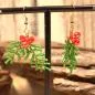 Preview: Ohrringe Hänger Weihnachten Zweig aus Perlen grün mit rot - ohrringe modeschmuck vergoldet weihnachten zweige