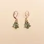 Preview: Ohrringe Weihnachtsschmuck Baum emailliert Rosegold mit Strass und Klappbrisur handmade chic-peppig-bunt