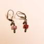 Preview: Ohrringe Modeschmuck Weihnachten Zuckerstange versilbert/emailliert grün-rot mit Klappbrisur, handmade chic-peppig-bunt