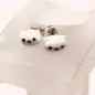 Preview: Kleine Katzen Ohrstecker Versilbert – Mini Katzenkopf Ohrringe Weiß - ohrstecker ohrringe modeschmuck weiss katze versilbert