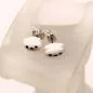 Preview: Kleine Katzen Ohrstecker Versilbert – Mini Katzenkopf Ohrringe Weiß - ohrstecker ohrringe modeschmuck weiss katze versilbert