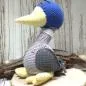Preview: Gehäkelter Pechvogel Stoffpuppe Stofftier Handmade Blau Lila Gelb 25cm Dekofigur