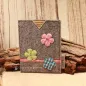 Preview: Handgenähte hellgraue Filz Passhülle der Marke Weidräwöl mit drei karierten Blumen-Applikationen und rot-weißer Karobordüre für Ausweise.