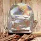 Preview: Rucksack Kinder silber glitzer Schimmer PVC abwaschbar - rucksack kinder silber pvc polyester glaenzend