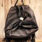 Preview: Rucksack Boho Leder schwarz Fransen