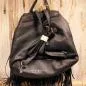 Preview: Rucksack Boho Leder schwarz Fransen - rucksack leder schwarz fransen stabil druckknopf