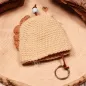 Preview: Handmade Schlüsseltasche Löwe von hinten gehäkelt mit stabiler brauner Stoffschnur und Schlüsselring