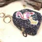 Preview: Glitzerndes Schlüsselanhänger Mäppchen mit [Motiv-Flamingo] und Reißverschluss-Fach - Multifunktionale Utensilientasche.