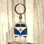 Preview: VW T1 Bus Schlüsselanhänger blau-weiß verchromtes Metall mit Emaille in geprägter Blech-Geschenkbox