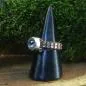 Preview: Damenring mit Strass-Band braun und Swarovski-Stein schmal