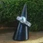Preview: Damenring mit Strass-Band grau und Swarovski-Stein schmal