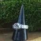 Preview: Damenring mit Strass-Band weiß und Swarovski-Stein schmal