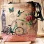 Preview: Shoppertasche gross Kunstleder mit Fahradmotiv rosa - shopper tasche gross kunstleder fahrrad rosa creme blumen