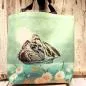 Preview: Shoppertasche gross Kunstleder mit Schmetterling Blumen Motiv - shopper tasche gross kunstleder schmetterling gruen mint blumen