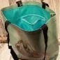 Preview: Shoppertasche gross Kunstleder mit Schmetterling Blumen Motiv - shopper tasche gross kunstleder schmetterling gruen mint blumen
