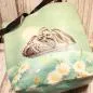 Preview: Shoppertasche gross Kunstleder mit Schmetterling Blumen Motiv - shopper tasche gross kunstleder schmetterling gruen mint blumen
