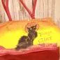 Preview: Shopper Tasche Katze mit einigen Ausbleichungen durch Sonneneinstrahlung - shopper tasche stoff klein chat noir schwarz katze rot gelb
