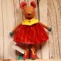 Preview: Bunte Barefoot Spielfigur Maus aus Baumwolle mit pinkem Kleid und Schuhen, pädagogisches Lernspielzeug zum An- und Ausziehen.