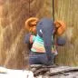 Preview: Socken Elefant in grau mit gestreiften Pullover
