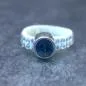 Preview: Damenring mit Strass-Band weiß und Swarovski-Stein schmal