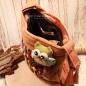Preview: Handtasche brauner Stoff - bunter Karo mit kleiner Eule