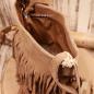 Preview: Mini Handtasche Wildleder Braun – Boho Fransen Umhängetasche